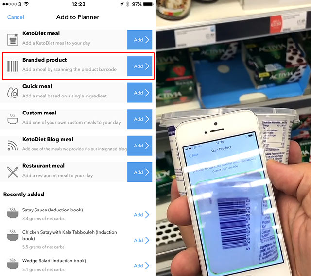 Barcode Scanning and Food Database in the KetoDiet App