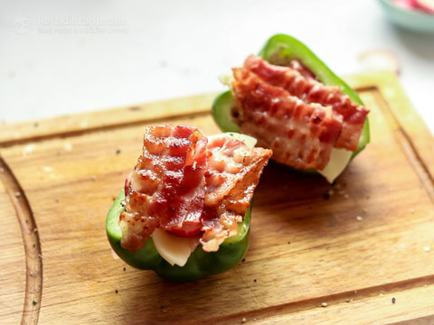 Bell Pepper Sandwich with Bacon, Ham & Cheese