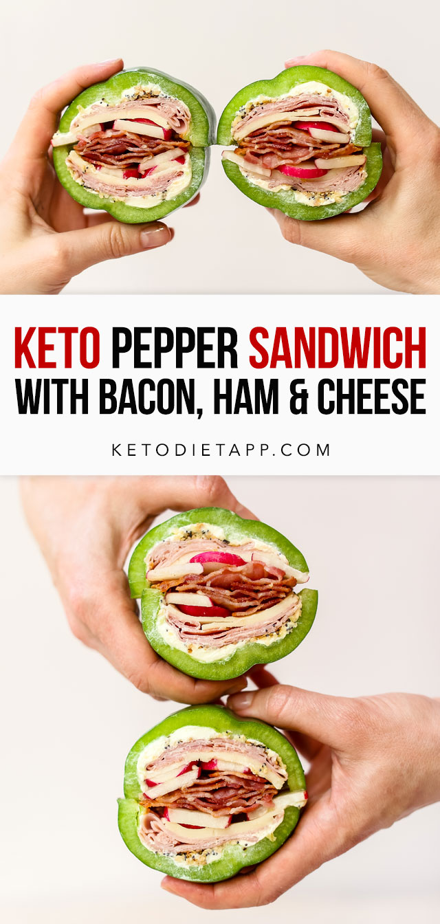 Bell Pepper Sandwich with Bacon, Ham & Cheese