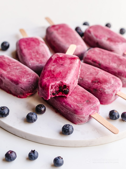 Sugar-Free Blueberry Kefir Popsicles