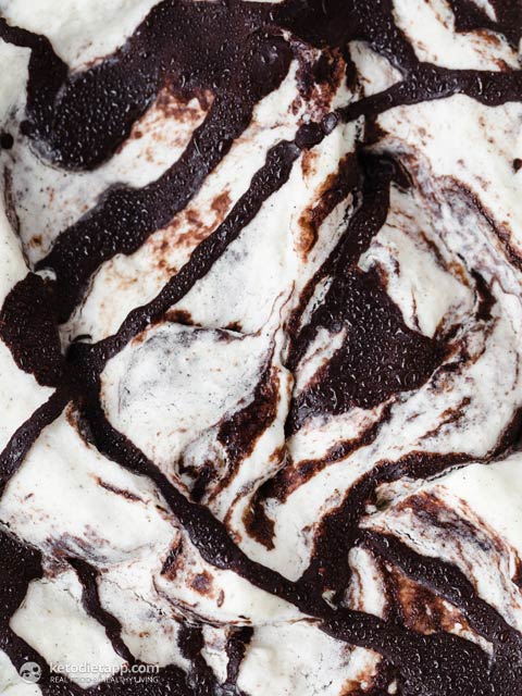 No-Churn Keto Vanilla Chocolate Swirl Ice Cream