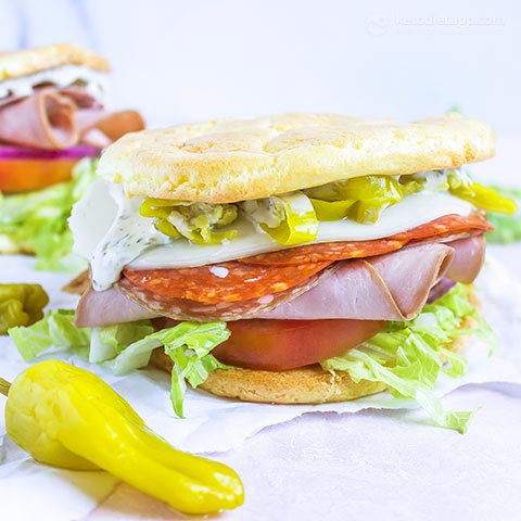 Low-Carb Oopsie Roll Italian Sandwich