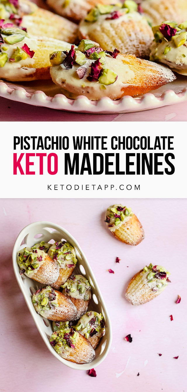 Keto Pistachio, Rose & White Chocolate Madeleines
