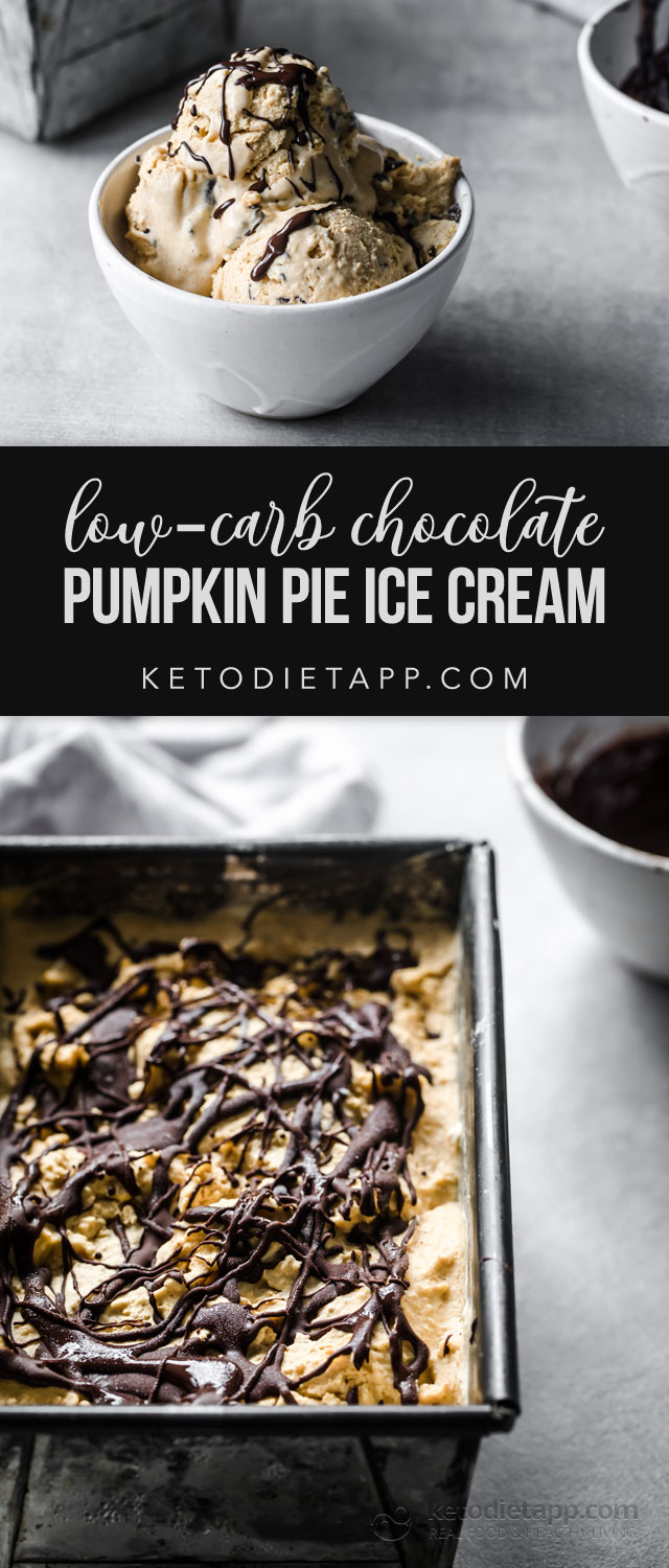 Keto Pumpkin Pie Ice Cream with Chocolate Swirls