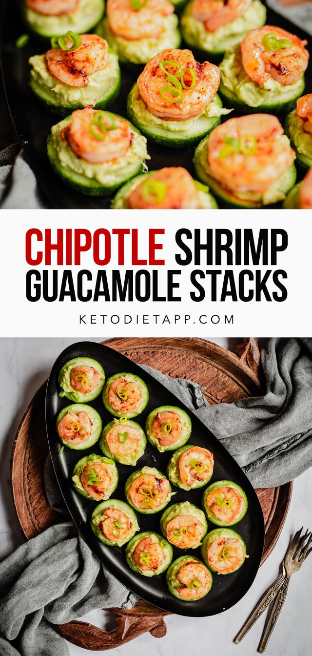Chipotle Shrimp Guacamole Cucumber Stacks
