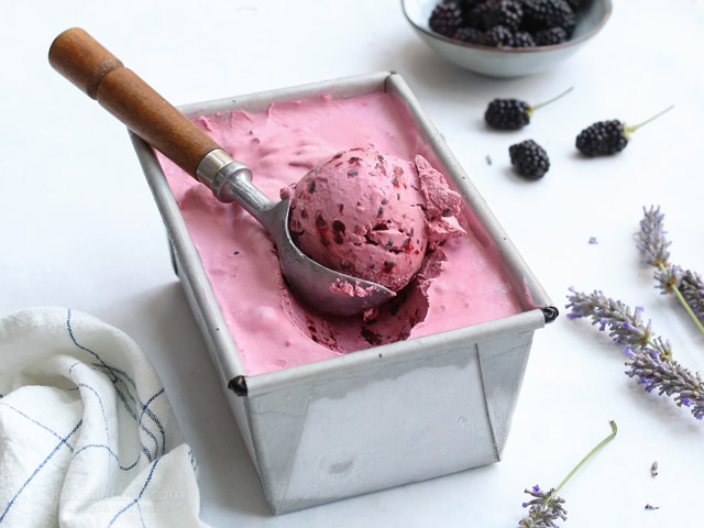 Low-Carb Blackberry Lavender Ice Cream