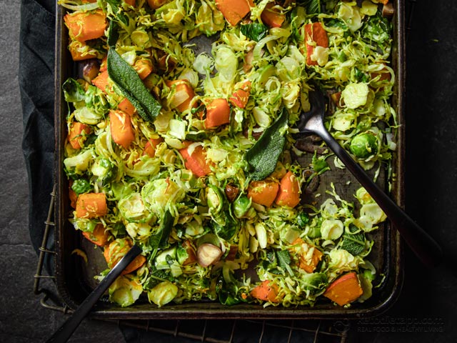 Butter Brussels Sprouts with Pumpkin & Chestnuts