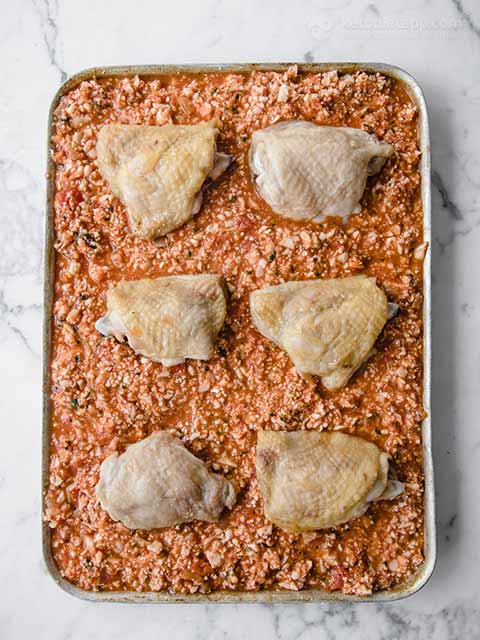 Low-Carb Chicken Rice Tray Bake