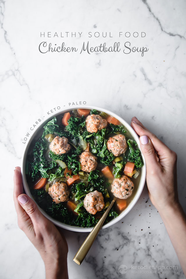 Low-Carb Soul Food Chicken Meatball Soup