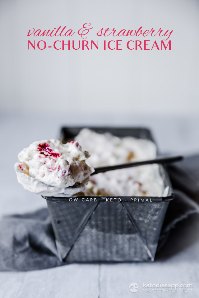 No-Churn Keto Vanilla & Strawberry Ice Cream