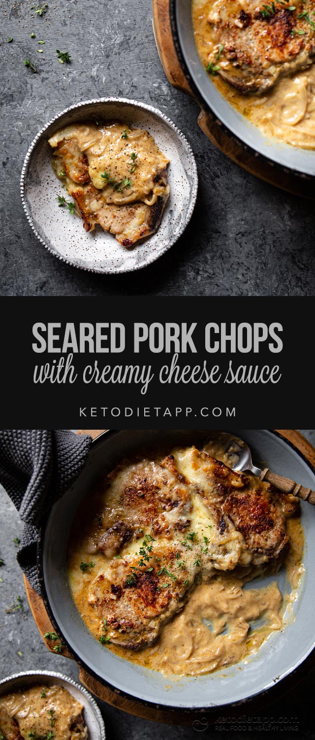 Seared Pork Chops with Creamy Cheese Sauce